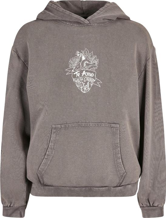 Produktbild Merchcode Ladies Frida Kahlo - Te amo outline Acid Washed Oversize Hoody - 178045 (S)