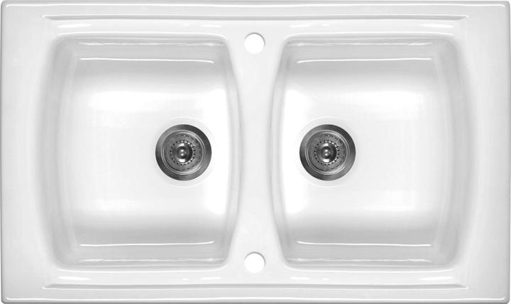 Produktbild No Name Keramikspüle mit 2 Becken (64 cm, 50 cm)