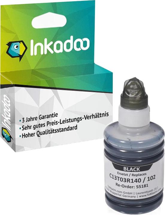 Produktbild Inkadoo Druckerpatronen kompatibel zu Epson C13T03R140 / 102 Tintenpatrone, schwarz Schwarz (BK)