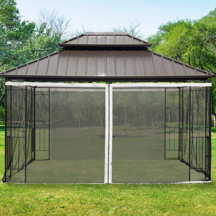 Actual product image Outsunny Fly net for 3 x 3 m gazebos with zip fastener (352 cm, 352 cm)