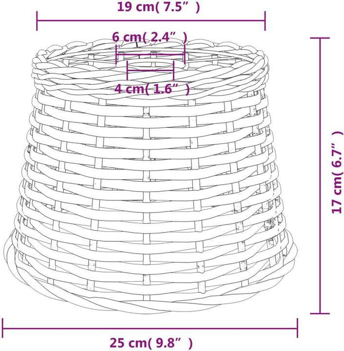 Produktbild VidaXL Lampenschirm Braun Ø25x17 cm Korbweide, Farbe: Braun