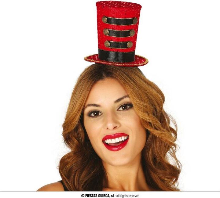 Produktbild Fiestas Guirca Guirca Steampunk Mini-Hut Zylinder rot-schwarz Einheitsgrösse