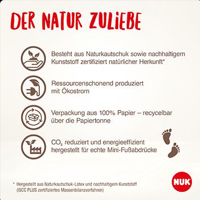 Produktbild NUK FOR NATURE Schnuller, kiefergerechte Form, aus Naturkautschuk-Latex, 6-18 Monate, 2 Stück, ro...