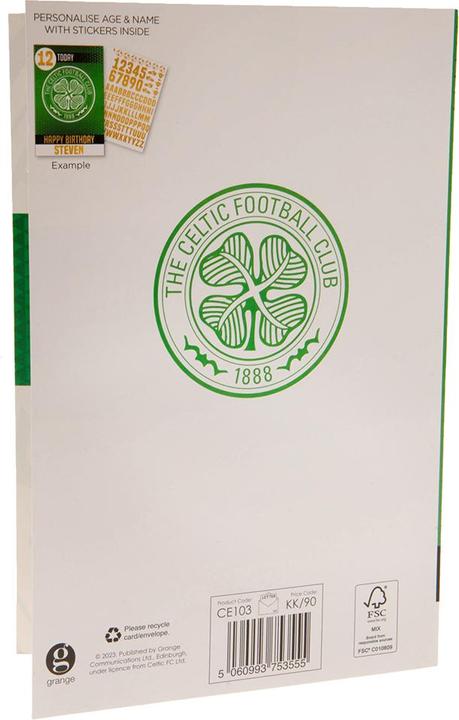 Immagine prodotto Celtic FC Biglietto di compleanno con adesivi (1 pz.)