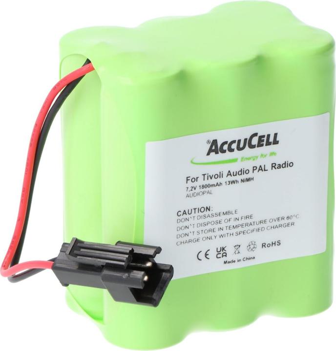 Actual product image AccuCell Battery suitable for Tivoli Audio PAL Radio, iPAL Radio, MA-1, -2,-3 with 1800mAh