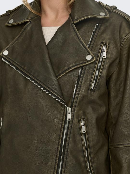 Actual product image Only Band collar biker jacket Faux leather jacket (XS)