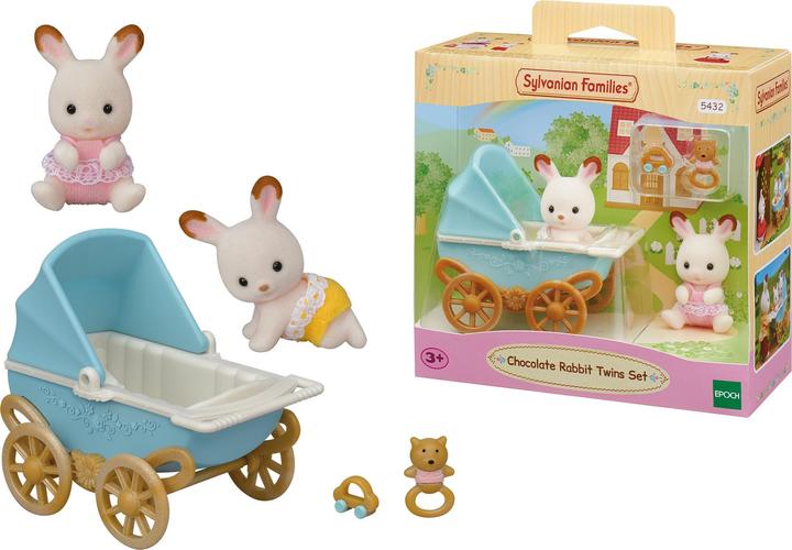 Produktbild Sylvanian Families Chocolate Rabbit Twin Babies & Pram