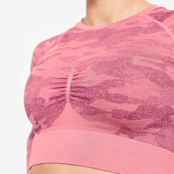 Image du produit Domyos T-shirt manches longues Crop Top femme - rose (S)