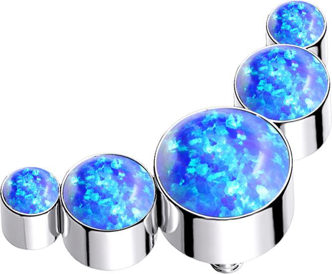 Actual product image Star Piercing Dermal Anchor silver five opals blue (Surgical steel 316L)