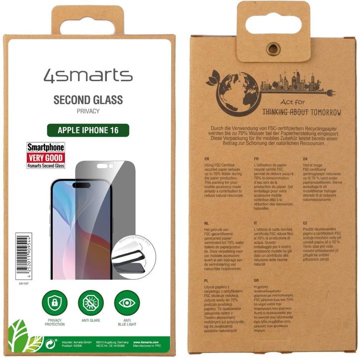 Actual product image 4smarts Second Glass Privacy (1 Piece, Apple iPhone 16)