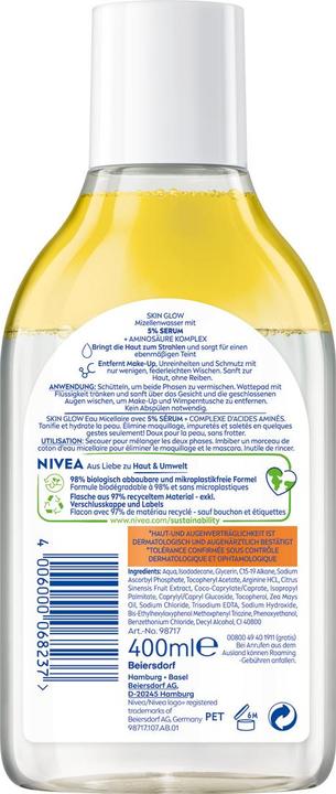 Actual product image NIVEA Skin Glow Serum Mizellenwasser DUO (Micelle water, 800 ml)
