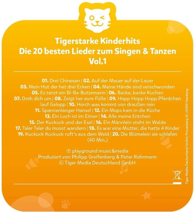 Produktbild Tigermedia Tigercard Die 20 besten Lieder zum Singen Tanzen (Deutsch)