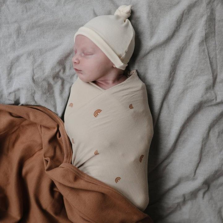 Actual product image Mushie Ribbed Baby Beanie