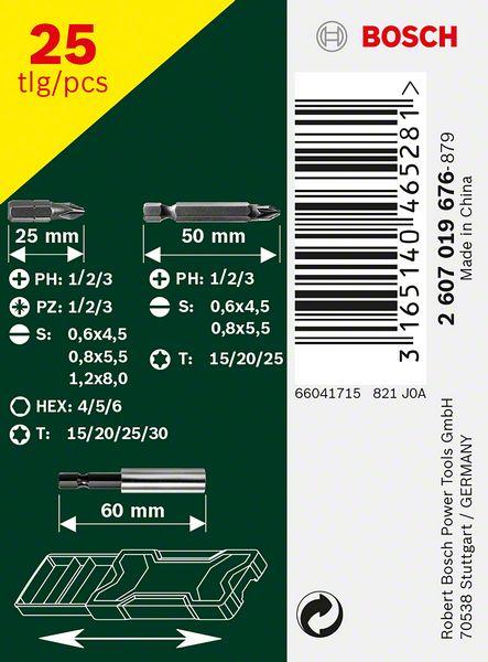 Produktbild Bosch Zubehör Mini-X-Line-Schrauberbit-Set, 25-teilig (T 15/20/25/30, C 6.3, E 6.3)