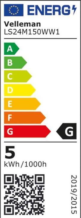 Energy Label Velleman FLEXIBLE LED STRIP - WARM WHITE - 600 LEDs - 5 m - 24 V (Neutral White, 500 cm, Indoor)