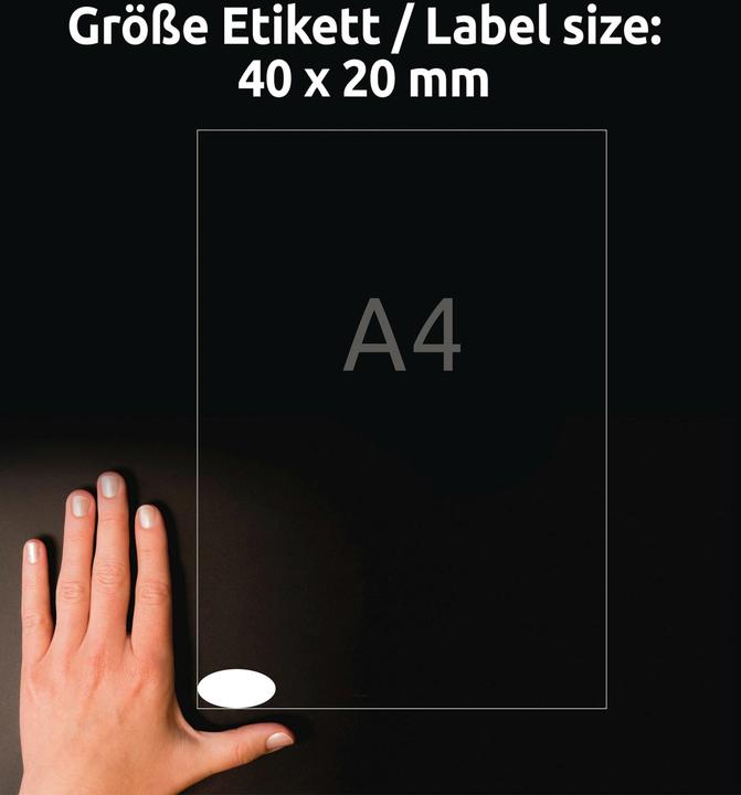Produktbild Avery Zweckform Kennzeichnungs-Etiketten, oval, 40 x 20 mm weiss, dauerhaft haftend, Papier unbeschichtet