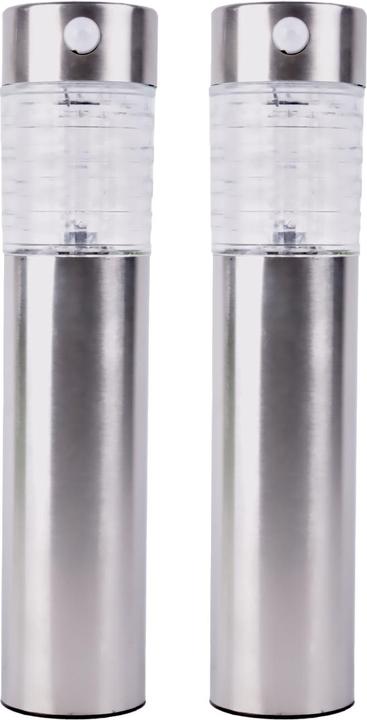 Image du produit Benson Garden Lot de 2 lampes de jardin solaires en acier inoxydable avec capteur de mouvement