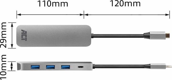 Actual product image USB-C Hub with 4x USB-A, USB-C PD Pass-Through 60W USB-C (USB-C, 5 ports)