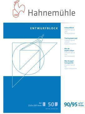 Hahnemühle Papier transparent bloc de brouillon 90 g/qm, 1 bloc (A4, Non contraignant)