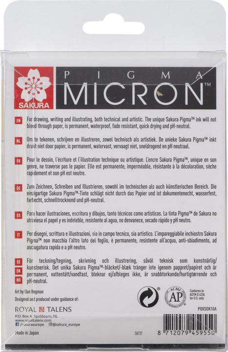 Actual product image Sakura Fibre pen Pigma Micron (Black, 10 x)