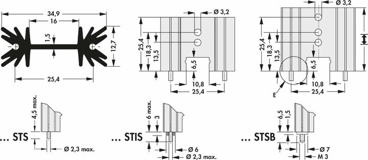 Nährwerte und Zutaten Fischer Elektronik Kühlkörper, SK 104 38,1 STS, Leiterkartenkühlkörper, schwarz, Aluminium