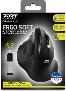 Actual product image Port Designs Mouse Ergo Rechargeable Blth Ergo Soft (Wireless)