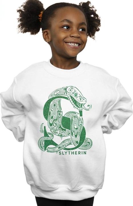 Actual product image Girls Slytherin Glitter Sweatshirt (140, 146)