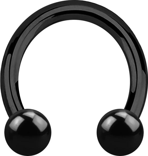 Star Piercing Circular Barbell Innengewinde schwarz mit zwei Kugeln (Titan G23, ohne Messing)
