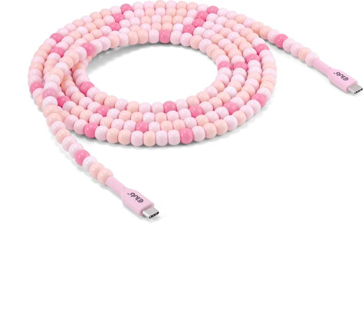 Actual product image Club 3D Club3D Lifestyle USB-C Perlen-Kabel PD60W, rosa (2 m, USB 2.0)