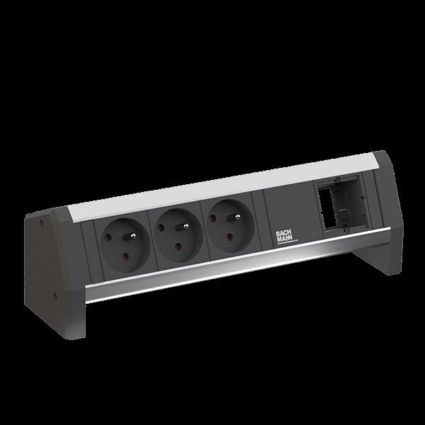 Image du produit Bachmann Desk 1 - 3 sorties CA - Intérieur - Type E - Aluminium - Plastique - 281 mm - 1 pc (3 x, PECO 7/5, CEE 7/3, 1 m)