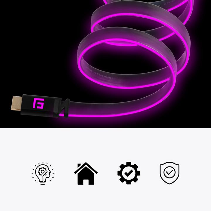 Actual product image Floating Grip HDMI Cable High Speed 8K/60Hz LED 1.5m pink (1.50 m, HDMI)