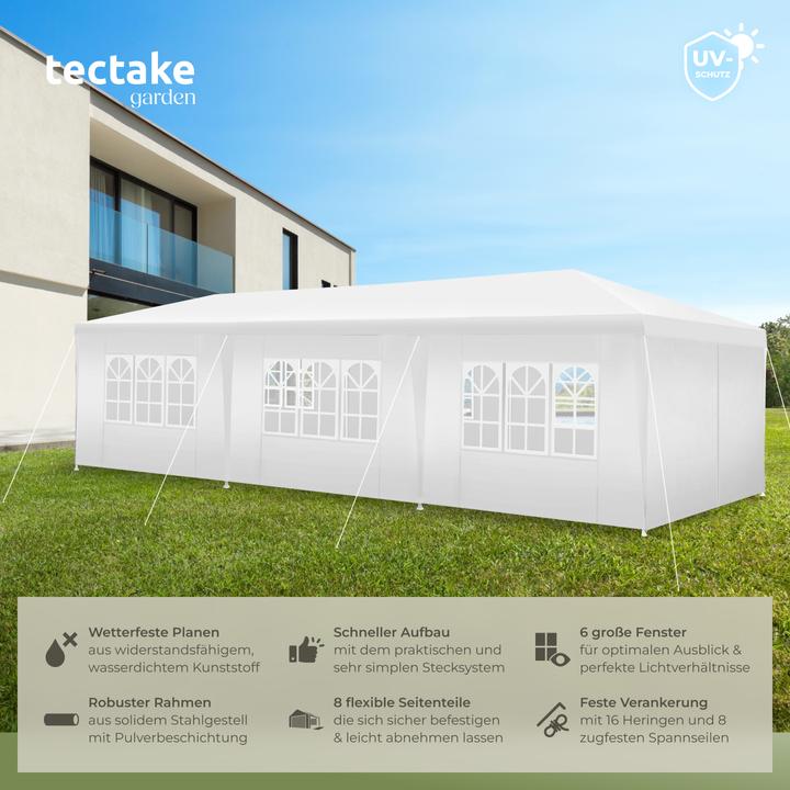 Produktbild tectake Pavillon Miramas mit 8 Seitenteilen, wasserdicht, 9x3m (900 cm, 300 cm)