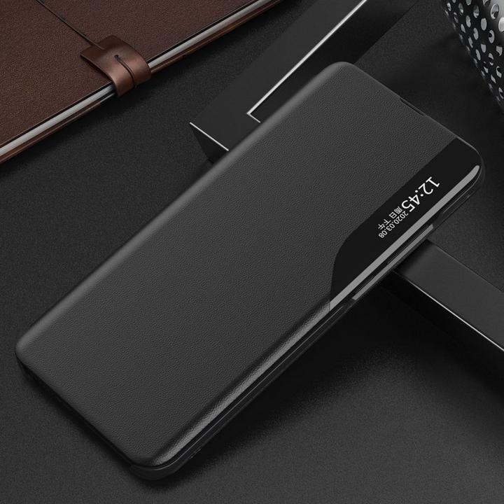 Productafbeelding Hurtel Eco Leather View hoesje voor Samsung Galaxy S23+ met inklapbare standaard zwart (Samsung Galaxy S23+)