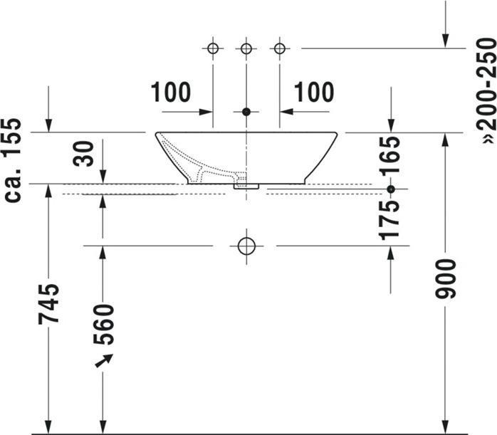 Immagine prodotto Duravit Lavabo da appoggio BACINO w ÜL o HLB 550x420mm senza foro per rubinetto bianco (420 mm, 550 mm)