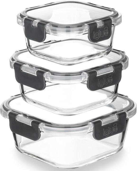 Igluu Meal Prep 3-teiliges Glasbehälter-Set (0.80 l)