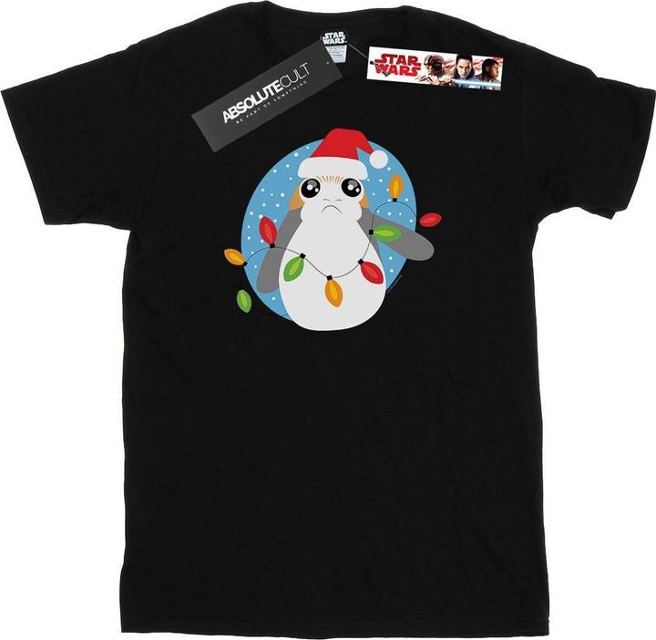 Actual product image Star Wars Mens The Last Jedi Porg Christmas Lights T-Shirt (XXL)