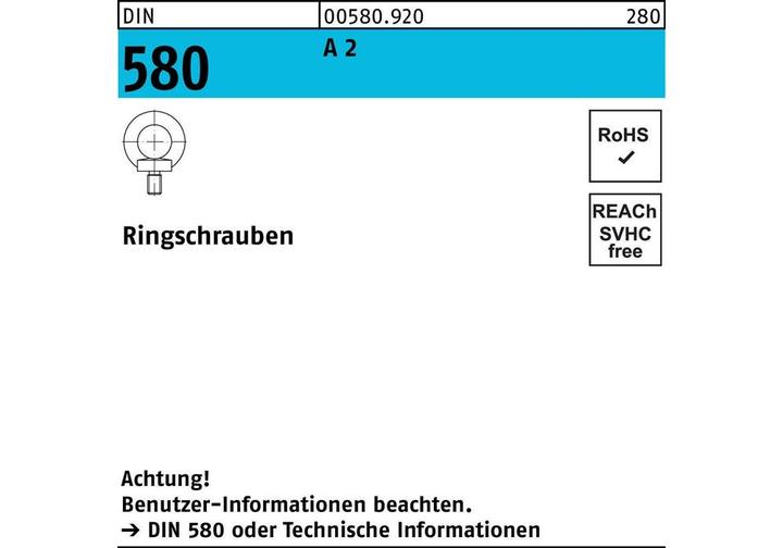 Produktbild SanDisk DIN 580 Ringschraube VG M6 Edelstahl A2 blank