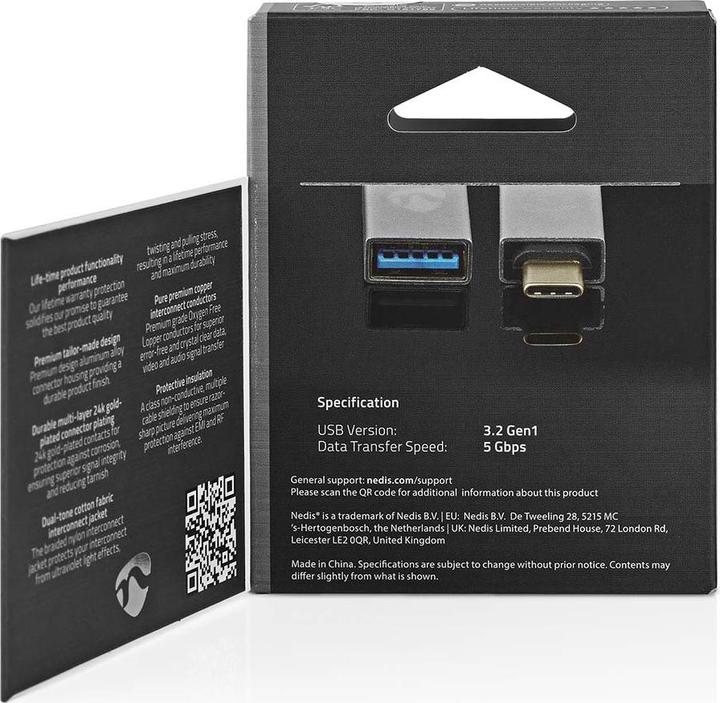 Immagine prodotto Nedis Adattatore USB- USB 3.1- USB Tipo-C maschio- USB-A femmina- 5 Gbps- Nichelato- (USB 3.2 Gen 1)