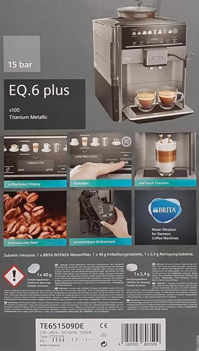 Actual product image Siemens EQ6 plus s100, TE651509EN (CH plug)