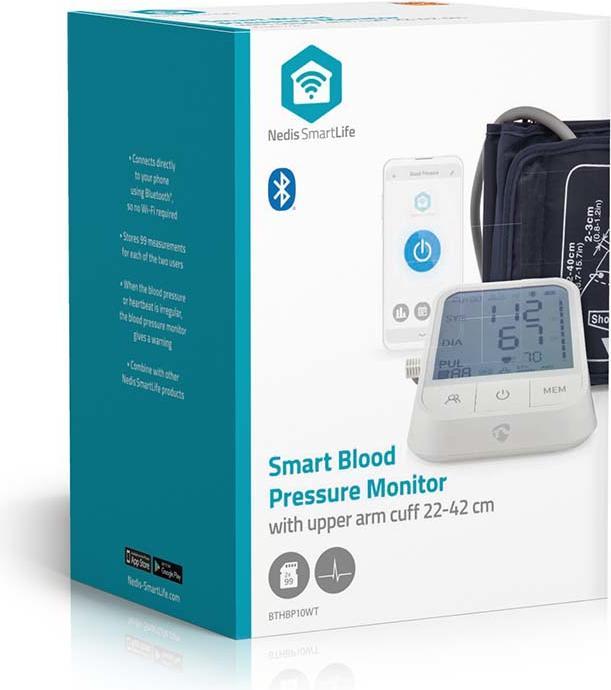 Actual product image Nedis SmartLife Blood Pressure Monitor | Arm | Bluetooth | LCD Display | 22 - 42 cm | Display of (Blood pressure monitor upper arm)