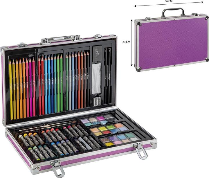 Actual product image Nassau Art set 79 pcs in metal box, purple - 36x23cm - (K-AR0926/GE)