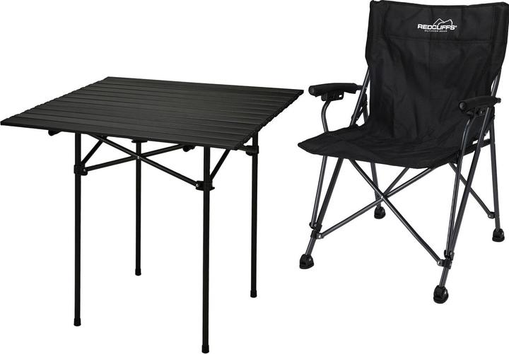 Casativo Camping-Set aus Campingtisch, 70 x 70 x 69 cm & Campingstuhl, schwarz