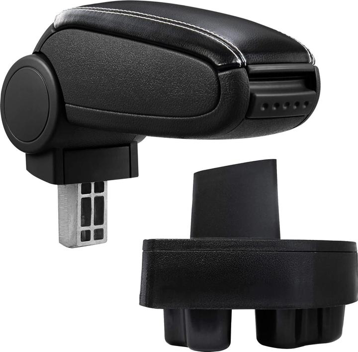 Actual product image Pro-Tec Centre armrest Opel Corsa C with storage compartment imitation leather black with white stitching