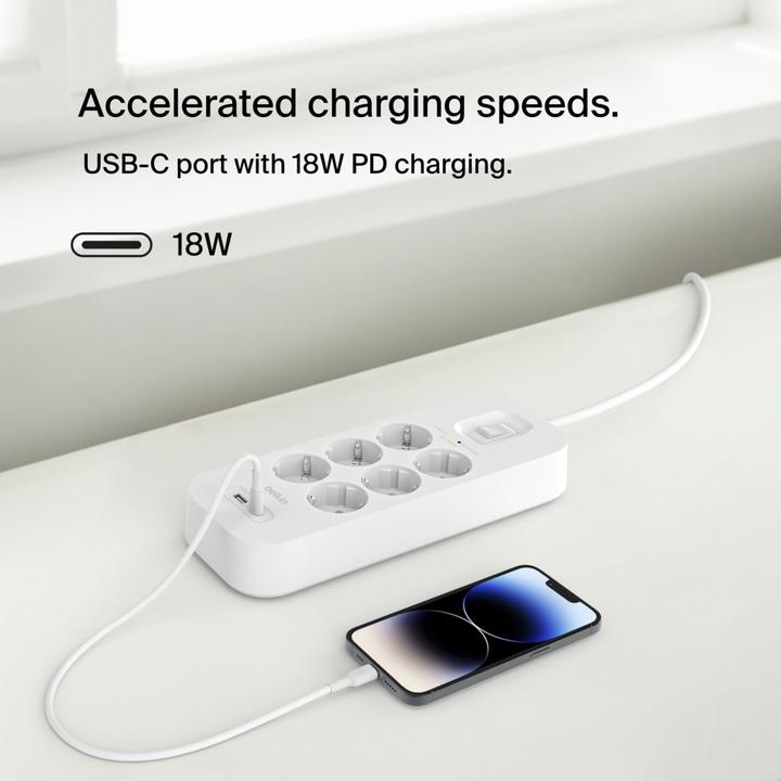 Actual product image Belkin Surgemaster surge protection (6 x, CEE 7/3, 2 m)