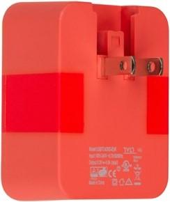 Actual product image Tylt Travel Adapter Dual USB Red