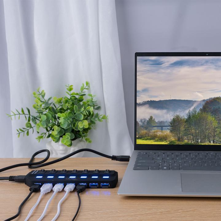 Produktbild Casativo Aktiver USB 3.0 Hub für bis zu 7 Geräte, USB A, einzeln schaltbar (USB-A, 7 Ports)