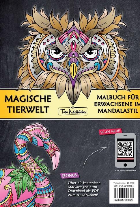 Produktbild Malbuch für Erwachsene Tiere: Magische Tierwelt Ausmalbilder im Mandala Stil - Topo Malbücher®