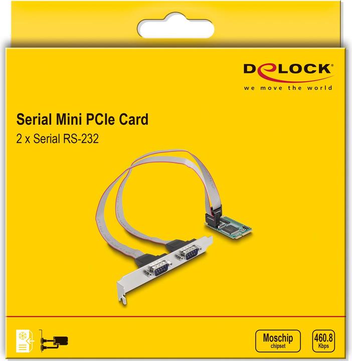 Immagine prodotto Delock Scheda mini PCIe full size a 2 x seriali RS-232 D-Sub 9 Pin