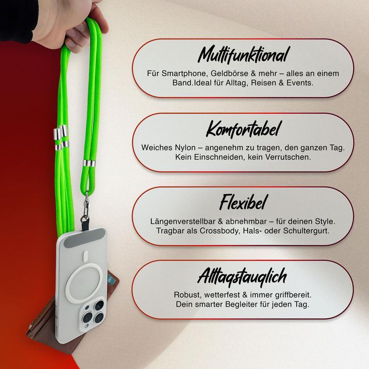 Produktbild Nalia HoldMe Lanyard Handykette – Universal Trageband für Smartphones - Verstellbar, Soft & Elastisch