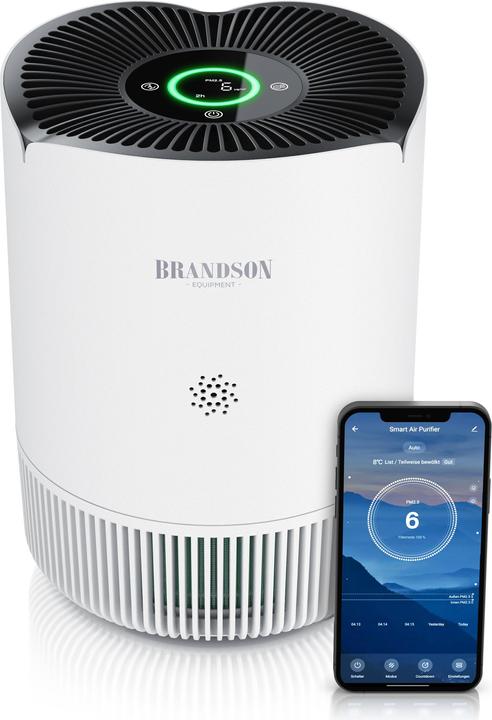 Produktbild Brandson Luftreiniger, 4 Stufen: Vorfilter, HEPA13, Toxinfilter, Aktivkohle, App-Funktion, leise, für 45m² (45 m²)